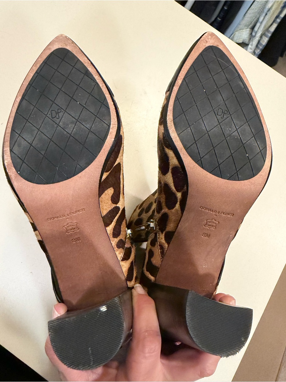 Donald J. Pliner Leopard Print Ankle Boots with Black Toe - Picture 4 of 4